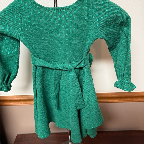 Bonnie Jean Teal Polka Dot Dress with Bow - Picture 4 of 7